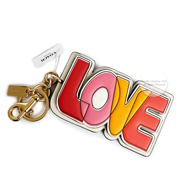 Coach LOVE Bag Charm NWT Key Holder Ring Bonnie Cashin Tribute Art Logo Canvas - Picture 1 of 7